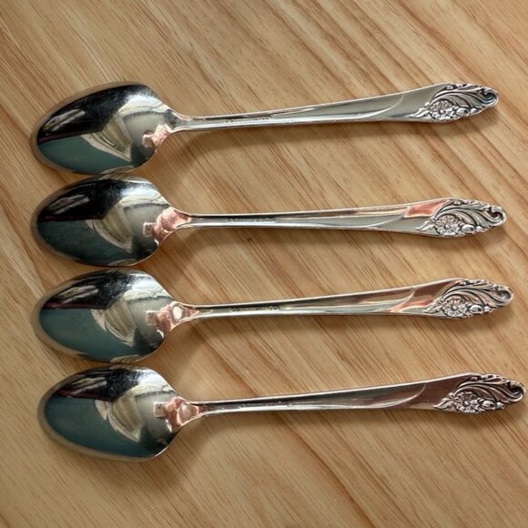 Oneida Community Silverplate Teaspoons Set Of 4 Floral Pattern 6-1/4" 1950s - Picture 5 of 8